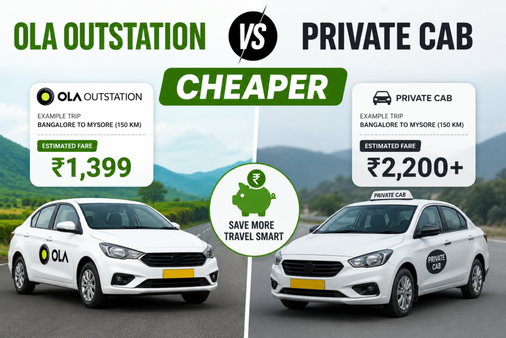 Ola outstation vs private cab cheaper