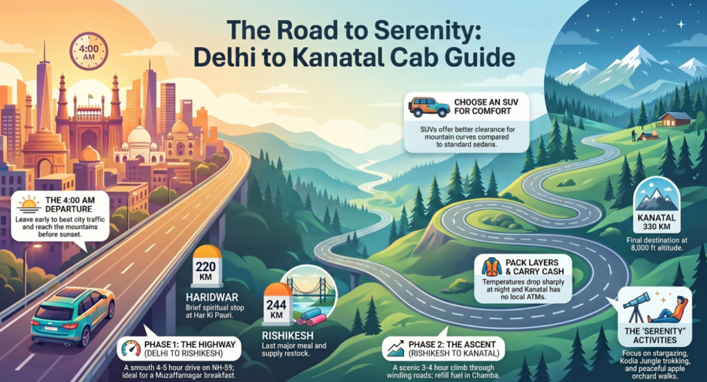 Delhi to Kanatal cab
