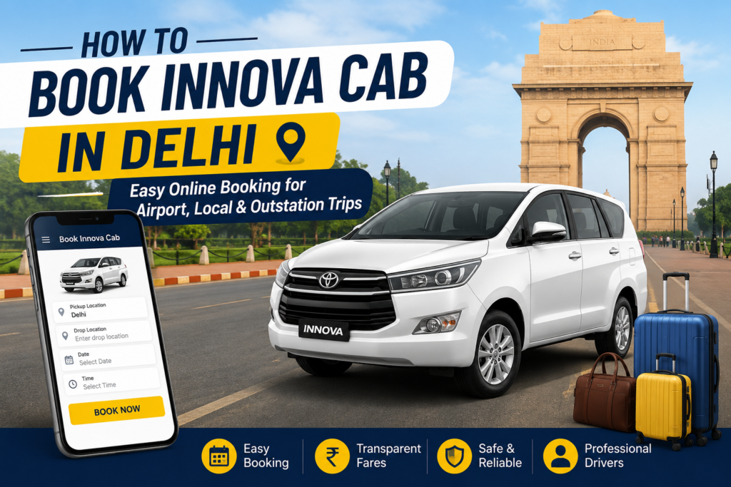 how to book Innova cab Delhi
