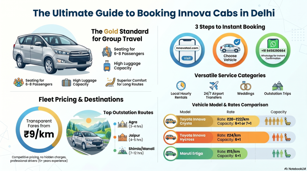 how to book Innova cab Delhi