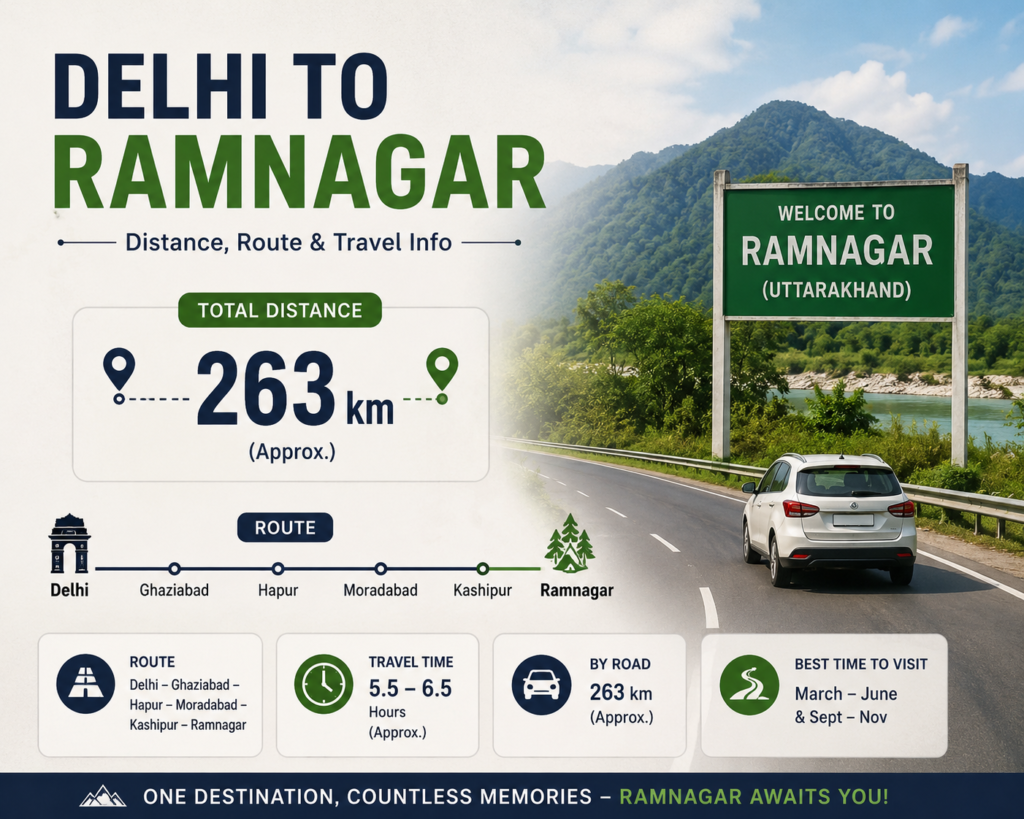 Delhi to Ramnagar Distance