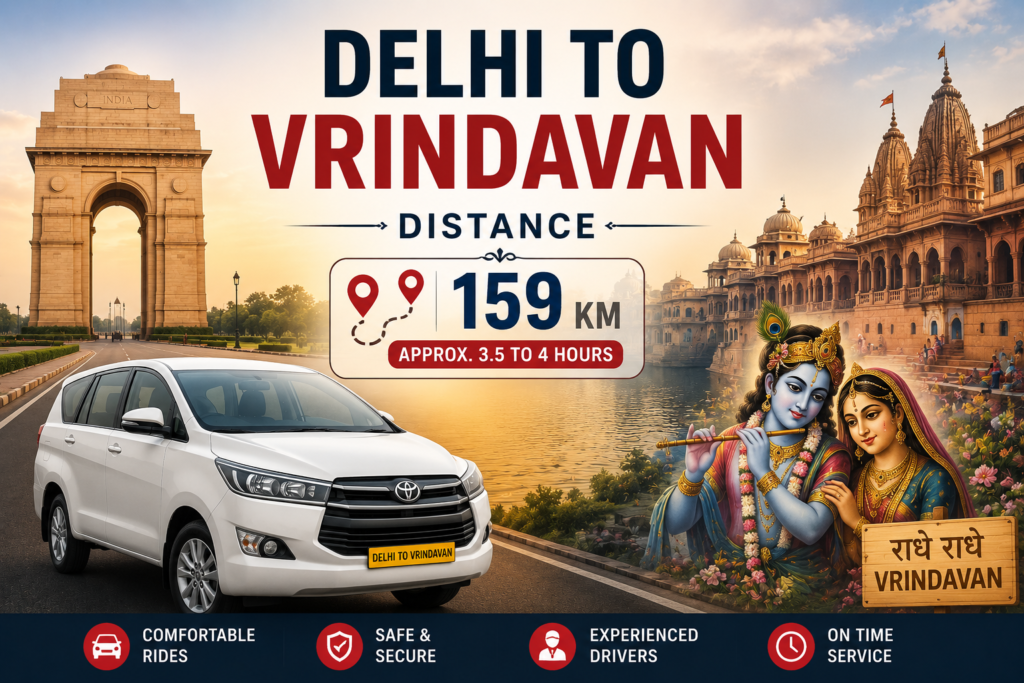 Delhi to Vrindavan Distance