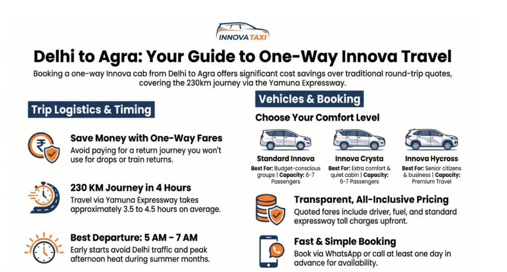 one way Innova cab Delhi to Agra