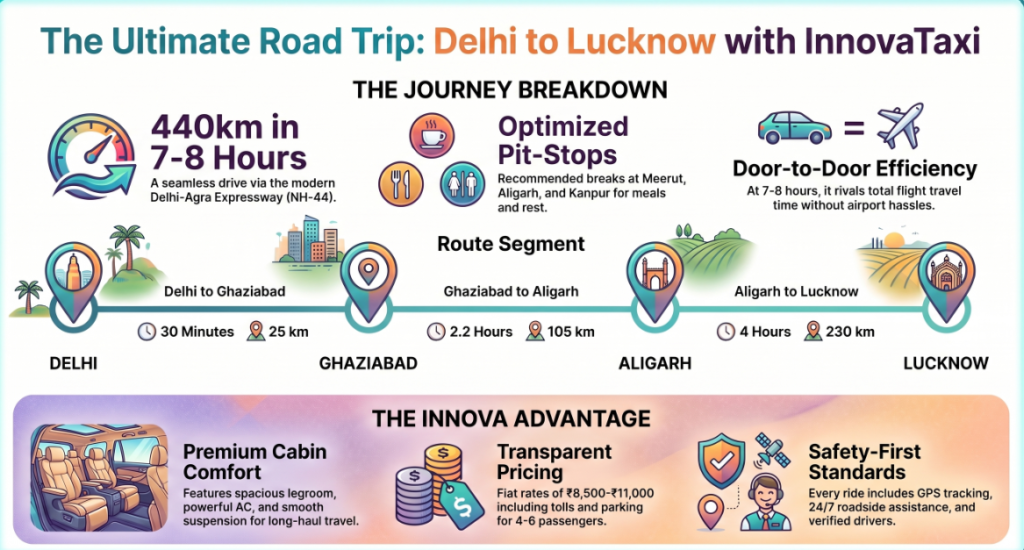 delhi to lucknow distance 
