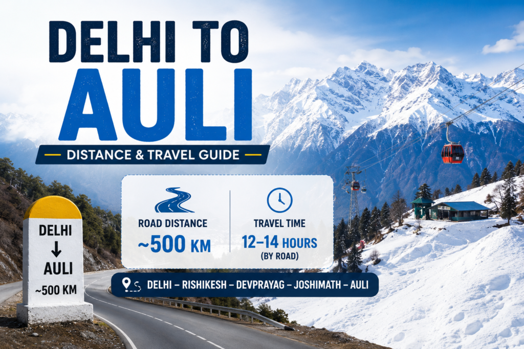 Delhi to Auli Distance