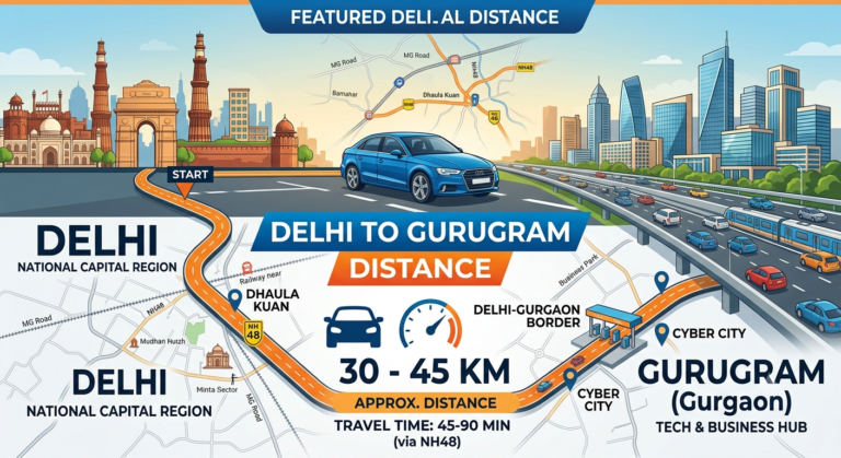Delhi to Gurugram Distance