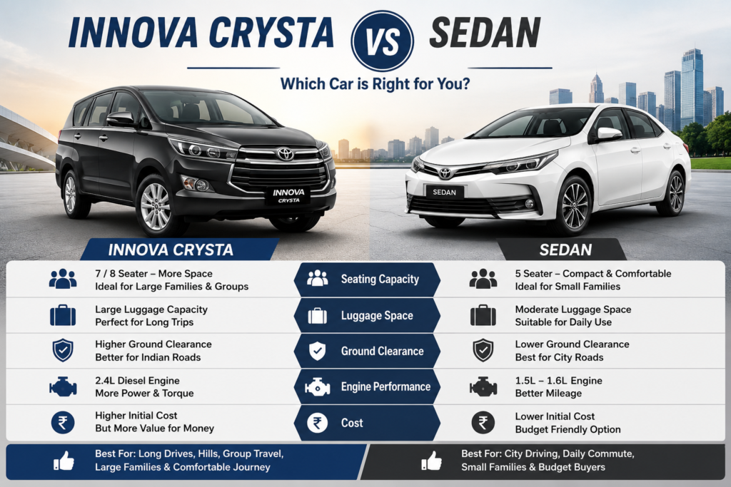 Innova Crysta vs sedan