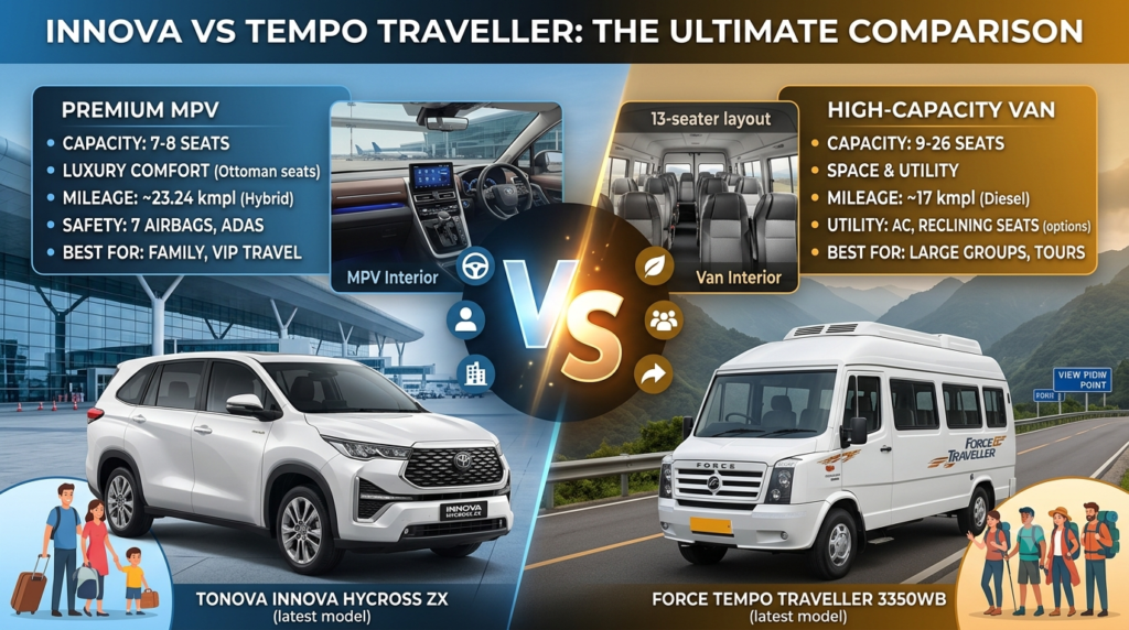 Innova vs Tempo Traveller