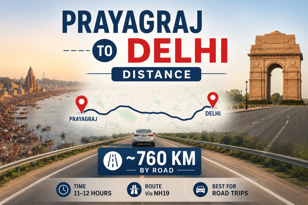 Prayagraj to Delhi Distance