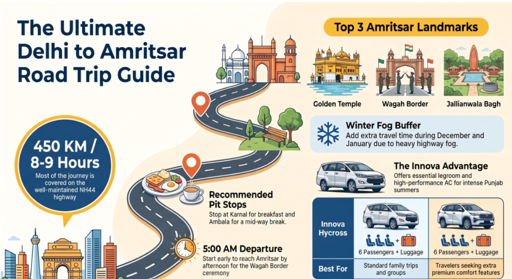 Delhi to Amritsar Innova Taxi