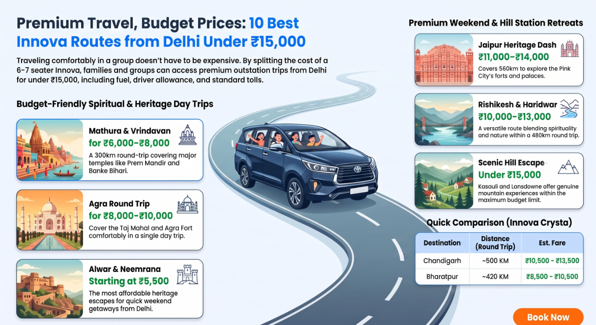 Best Innova Taxi Routes from Delhi Under ₹15,000
